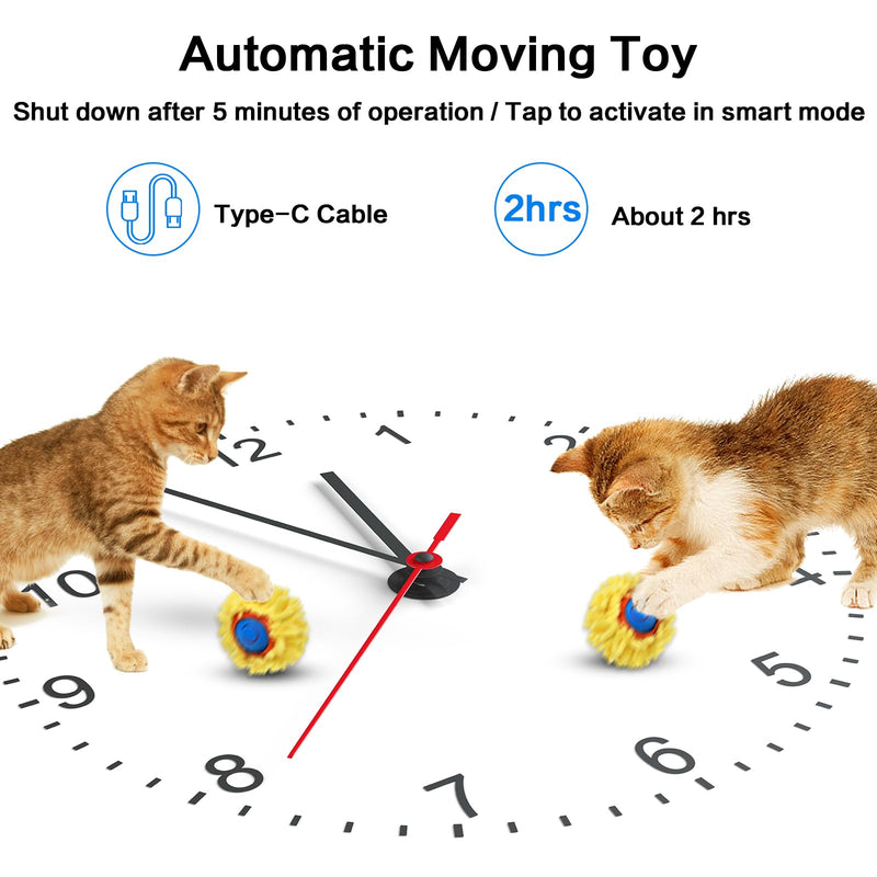 Interactive Cat Toys for Indoor Cats, Sea Urchin Smart Bouncing Ball Fast Rolling with Light, Automatic Moving Cat Ball Toys Hide and Seek Game in 28 Inch Pouch White - BeesActive Australia
