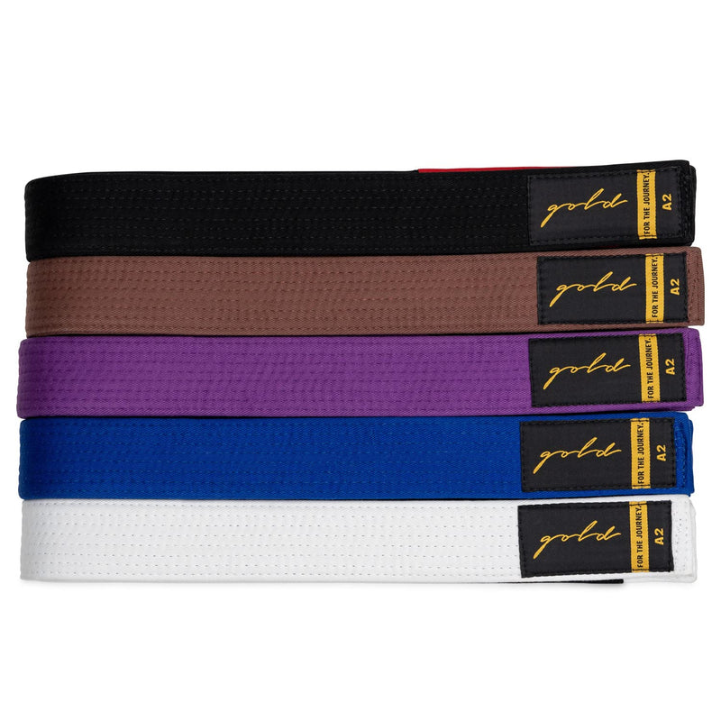 Gold BJJ Jiu Jitsu Belt - Premium Belts with Rank Bar for Stripes - IBJJF Competition Approved White A2 - BeesActive Australia
