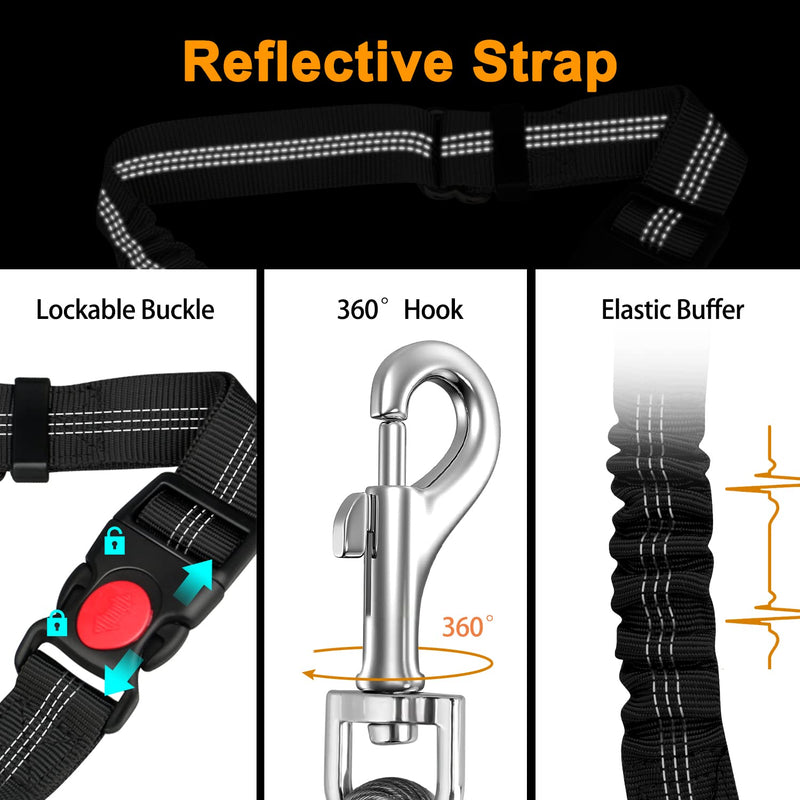 Chew Proof Dog Car Seat Belt, 2 in 1 Steel Cable Dog Car Accessories Headrest Restraint Dog Car Seatbelt for Medium Large Dogs Chewer Heavy Duty Dog Seatbelts for Cars Swivel Attach Black 2 Pack - BeesActive Australia