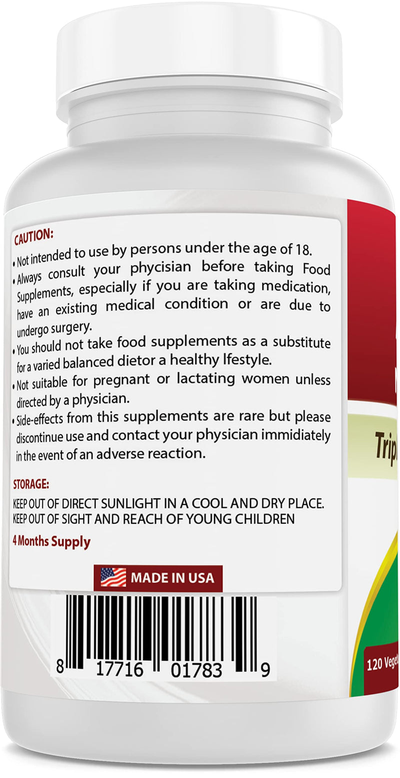 Best Naturals L-Arginine NO Booster Triple Strength 1300 mg Serving 120 Veg Capsules - Made with L-Arginine, AAKG, L-Citrulline, Beet Powder 120 Count (Pack of 1)