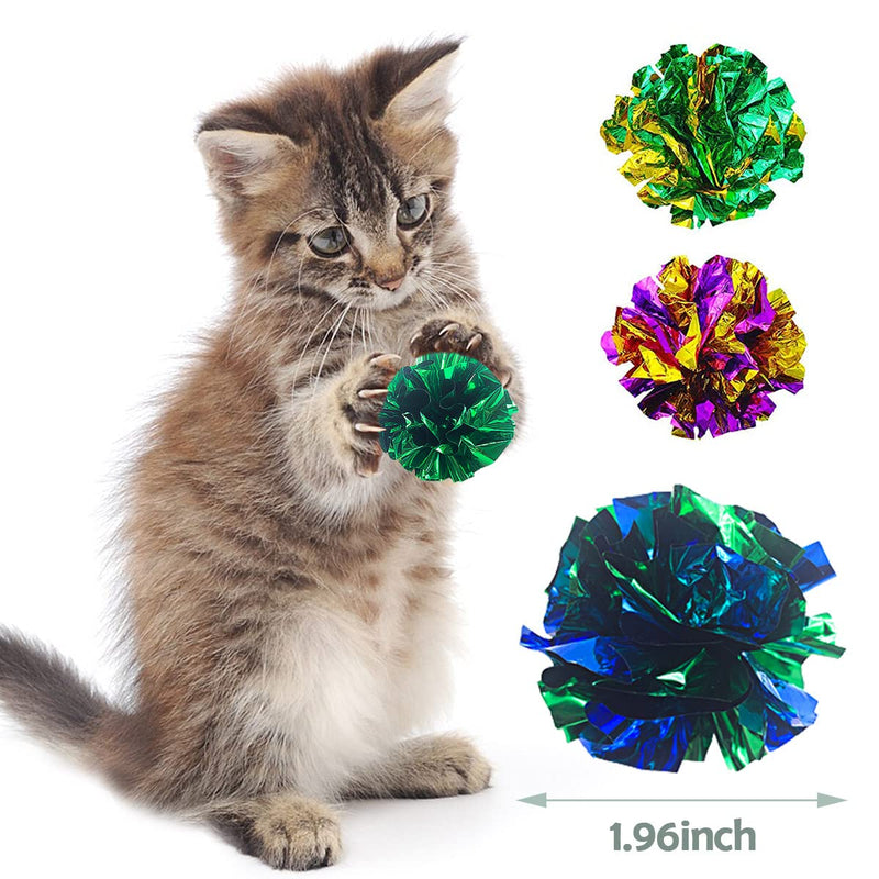 PET SHOW 20 Pcs Cat Crinkle Toy Ball 2.5inch Mylar Cat Pounce Chase Toys Colorful Paper Ball Chase Training Activity for Cats Kittens 2.5" Crinkle Toy Ball - BeesActive Australia