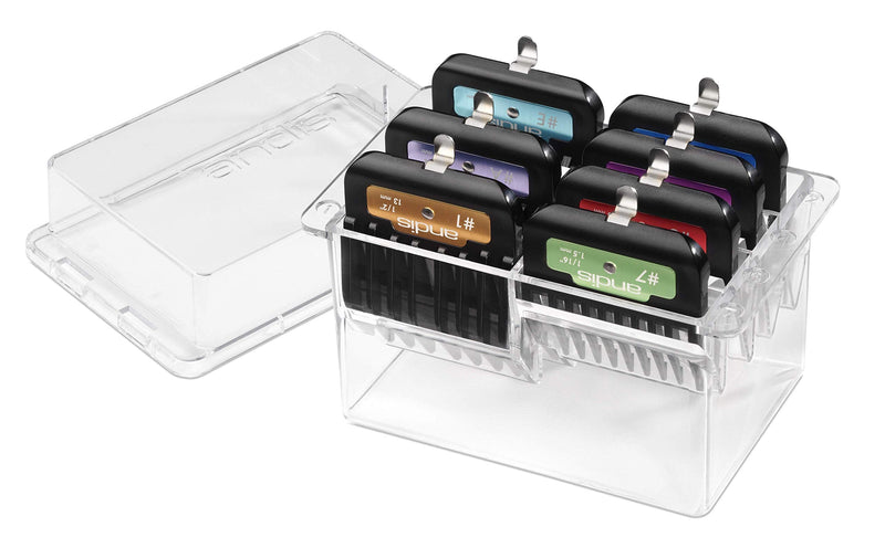 Andis 33655 Premium Clip Animal Comb Set – Built with Plastic, Includes 7 Color Coded Combs of Different Sizes, Metal Clip to Attach Comb - Fits Ultra Edge & Ceramic Edge Blades, Multicolor - BeesActive Australia