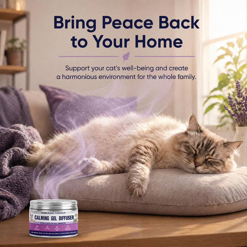 Cat Calming Pheromone Diffuser Gel - Unscented Soothing Gel for Stress Relief - Helps Manage Scratching Cordless & Portable for Home or Travel Lasting 2 Months (100 ml, 3.38 fl oz) 100ml