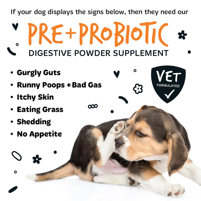 Bugalugs Probiotics For Dogs - Powder, Simple To Add To Food - Complete Daily Digestive Support With Probiotics & Prebiotics For Happy Healthy Dogs (80g) 80g