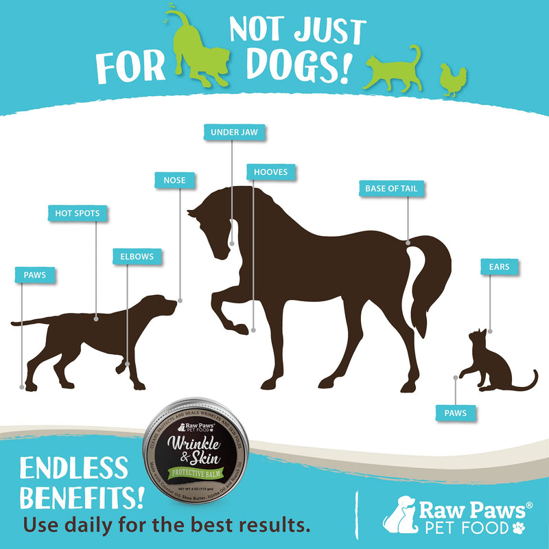 Raw Paws Wrinkle & Skin Balm, 4-oz - Natural Wrinkle Balm for Dogs, Wrinkle Paste for Bulldogs - Dog Wrinkle Cream for Face, Skin Fold Care for Dogs - Dogs Tail Pocket Cleaner, Dog Healing Ointment - PawsPlanet Australia