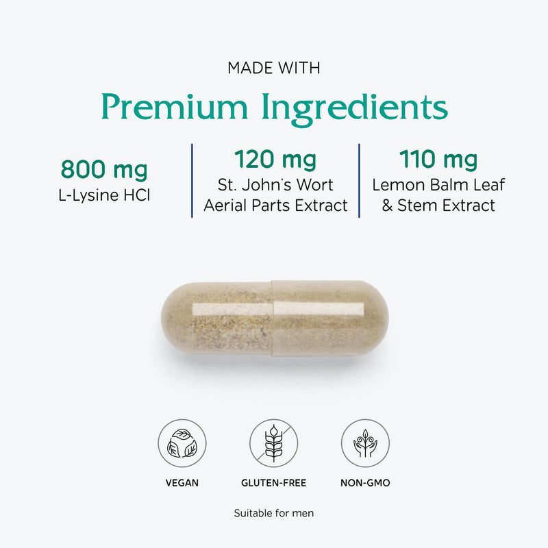 Vitanica Lysine Extra - Supplement for Immune System & Cellular Membrane Support - Made with L-Lysine, Lemon Balm, Astragalus, & Vitamin C - Vegan - 60 Capsules Pro Logo - 60 Capsules