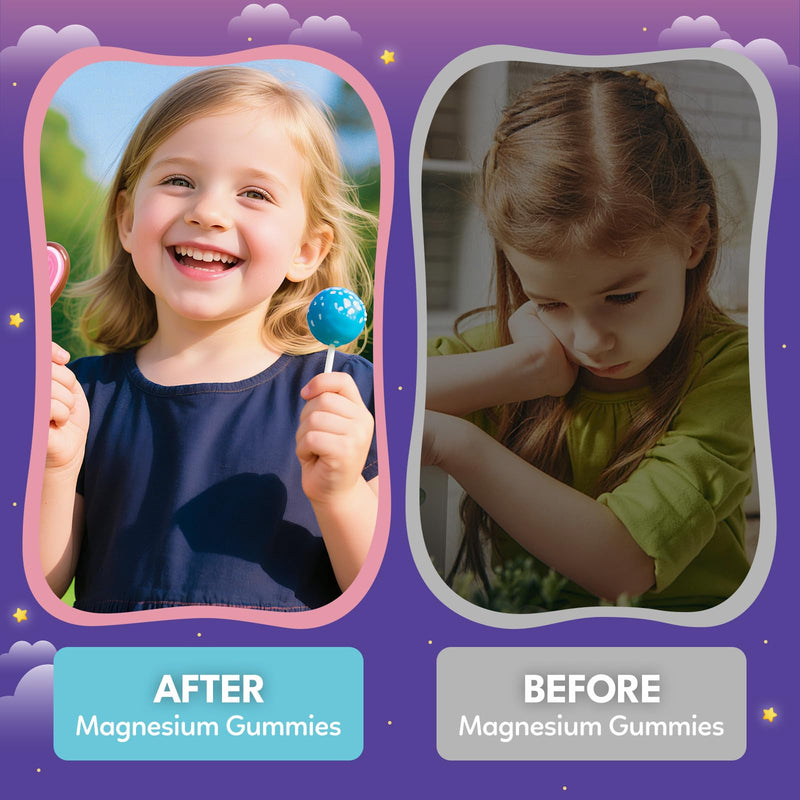 2PCS Magnesium Calming Gummies for Kids 4+ & Adults, Sugar Free Magnesium Supplement with L-Theanine, Chamomile, Vitamins B6, D3, K2, Zinc for Sleep, Relaxation, Focus & Muscle Support Strawberry 60 Count (Pack of 2)