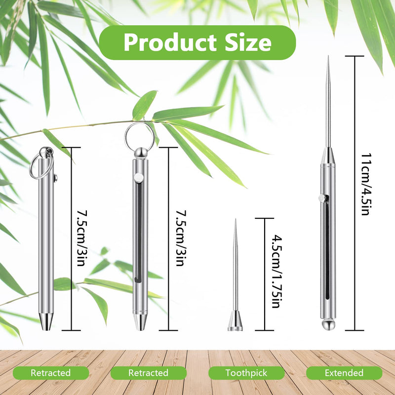 3 Pieces Titanium Telescopic toothpicks | Integrated Design Telescopic Toothpick with Titanium Protective Case Holder | Metal Pocket Toothpick Stainless Steel Toothpick - BeesActive Australia
