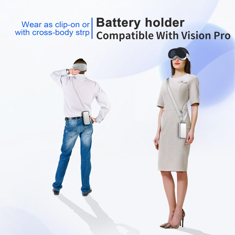Battery Holder for Apple Vision Pro,Portable Vision Pro Battery Case with 360° Rotatable Belt Clip and Cross-Body Strap. (White) White - BeesActive Australia