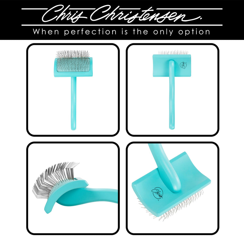 Chris Christensen Big G Dog Slicker Brush for Dogs (Goldendoodles, Labradoodles, Poodles), Groom Like a Professional, Fluff Detangle Style, Saves Time Energy, Teal, Medium - BeesActive Australia