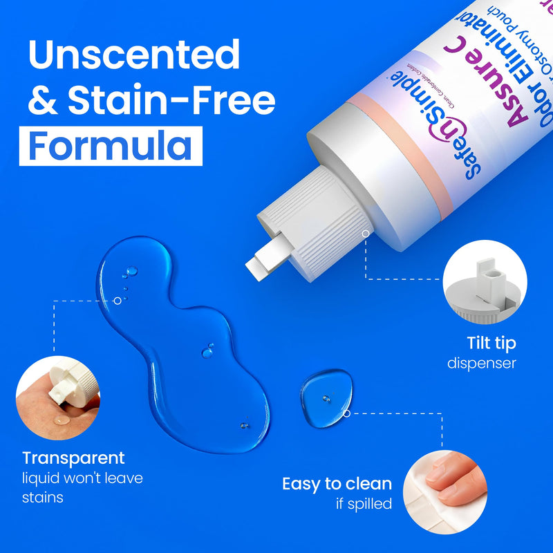 Safe n' Simple Assure C - Clear Lubricating Ostomy Pouch Deodorant - Colostomy Bag Odor Eliminator - Colostomy Deodorizer Lubricant - 8 Fluid Ounce Drops 8 Fl Oz (Pack of 1)