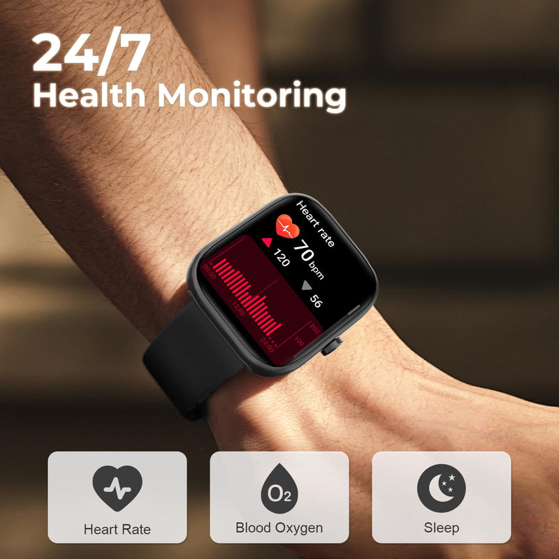 Fitness Tracker (Answer/Make Call)，Smart Watch 24/7 Heart Rate Spo2 Blood Pressure Monitor Sleep Tracker, 120 Sports Modes Pedometer Calorie Step Tracker, Waterproof Activity Tracker for Women Men
