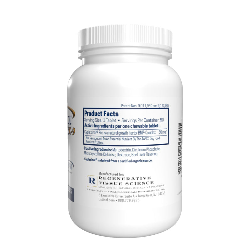 ZyCal Ostinol Advanced K-9 Joint Supplement for Dogs – Bioactive Protein Complex with Cyplexinol® Pro 50mg | Bone & Joint Dog Supplement | 90 Chewable Bone-Shaped Tablets