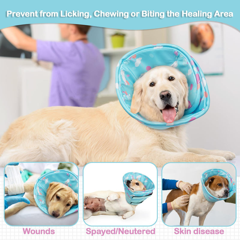 Hjumarayan Neck Collar Dog - Soft Leak Protection Dog Adjustable Dog Collar Leak Protection Waterproof Protective Collar Dog, Prevention of Injuries or Wounds Licks or Scratches (Blue L) Blue - BeesActive Australia