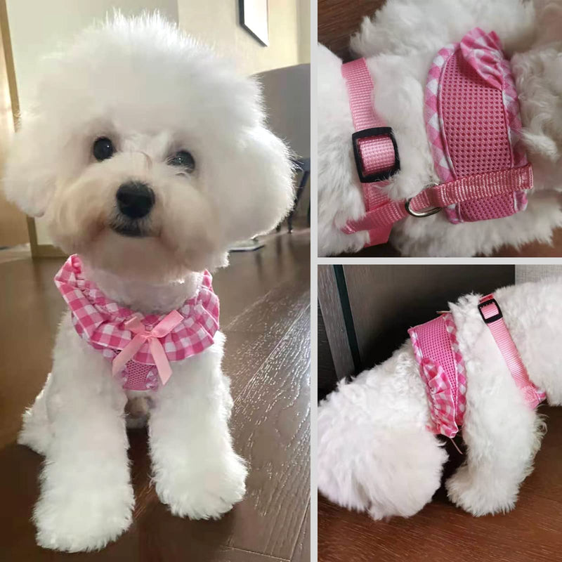 Upgraded Soft Mesh Dog Harness, Super Breathable Lightweight Pet Harnesses for Puppy Dogs outdoor Walking, Pink Dog Harness -Small S (Neck Girth 9.8"; Chest Girth:12”-18“) Adorable Pink - BeesActive Australia