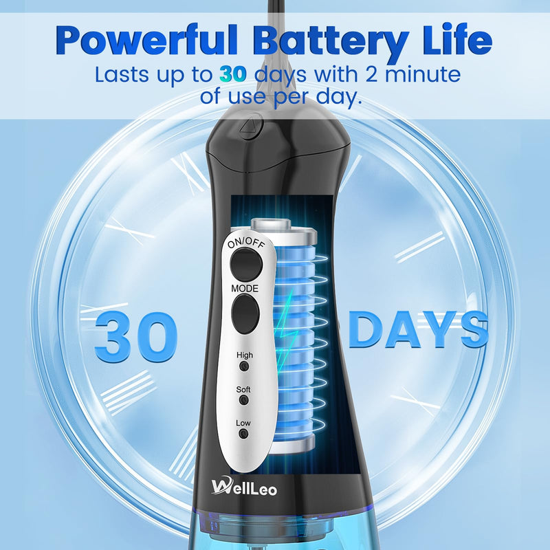 Water Flossers for Teeth, Portable Oral Irrigator Rechargeable Water Dental Flosser Pick with High Pressure 5 Jet Tips, IPX7 Travel Water Flossing for Brace Teeth Cleaner Gum Care Black