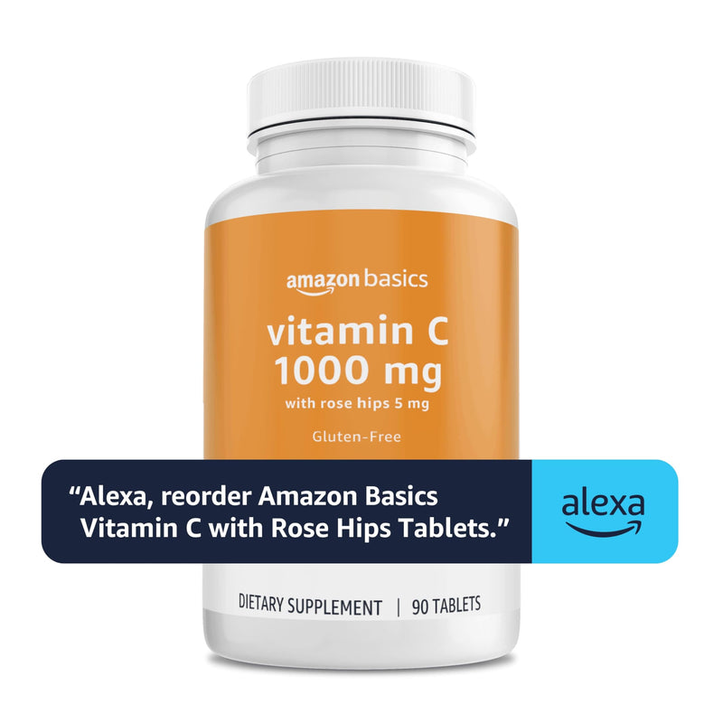Amazon Basics - Vitamin C, 1000 mg with Rose Hips 5mg, 90 tablets (1 per serving), Gluten Free 90 Count (Pack of 1) - BeesActive Australia