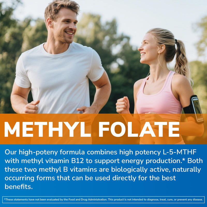 Vitalibre Methyl Folate 1000 mcg, L-5-MTHF with Methylcobalamin B12, Heart & Blood Health, Healthy Nervous System, Energy Support, Vegan, Bioactive Form, Best Absorption, 60 Capsules 60 Count (Pack of 1)