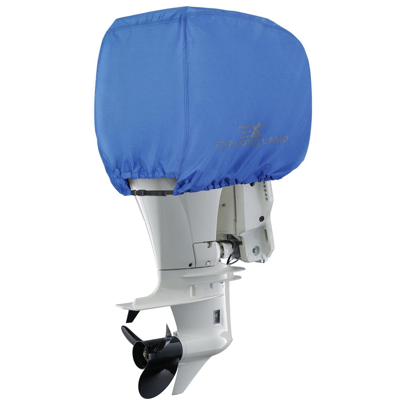 Explore Land Outboard Motor Cover - Waterproof and Fade Resistant 600D Heavy Duty Boat Engine Hood Covers - Fit for Motor 115-225 HP, Blue - BeesActive Australia