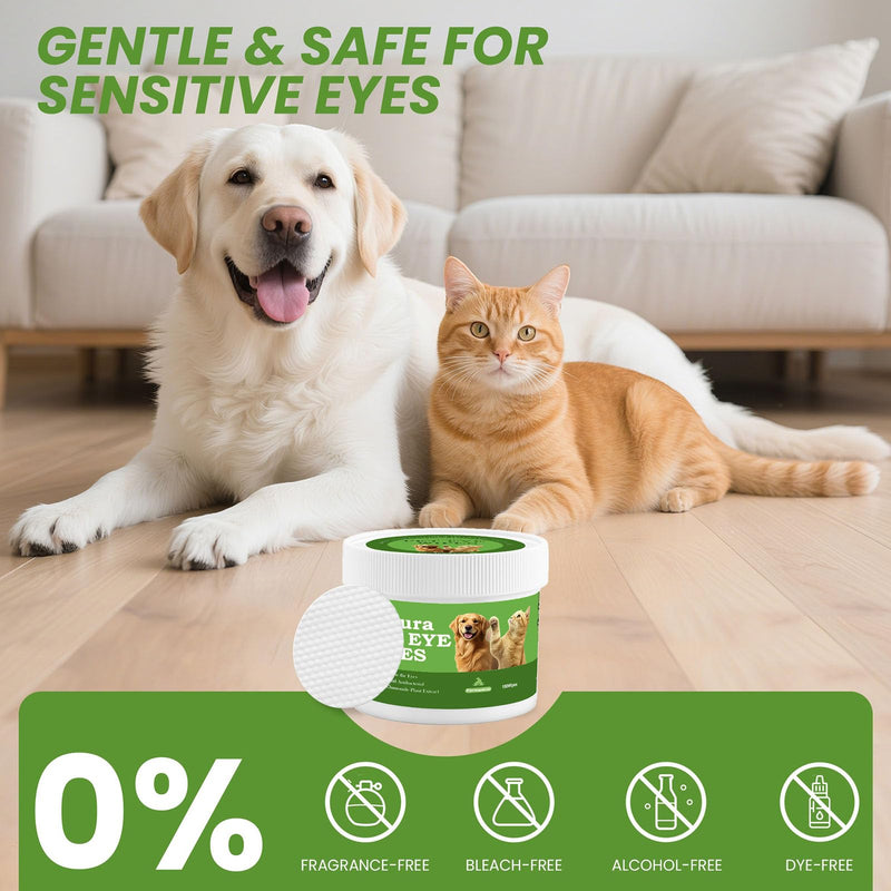 Gentle Pet Eye & Dental Bundle - 100ct Tear Stain Wipes & 60ct Alcohol-Free Finger Teeth Wipes for Sensitive Dogs & Cats - Safe Daily Hygiene Set