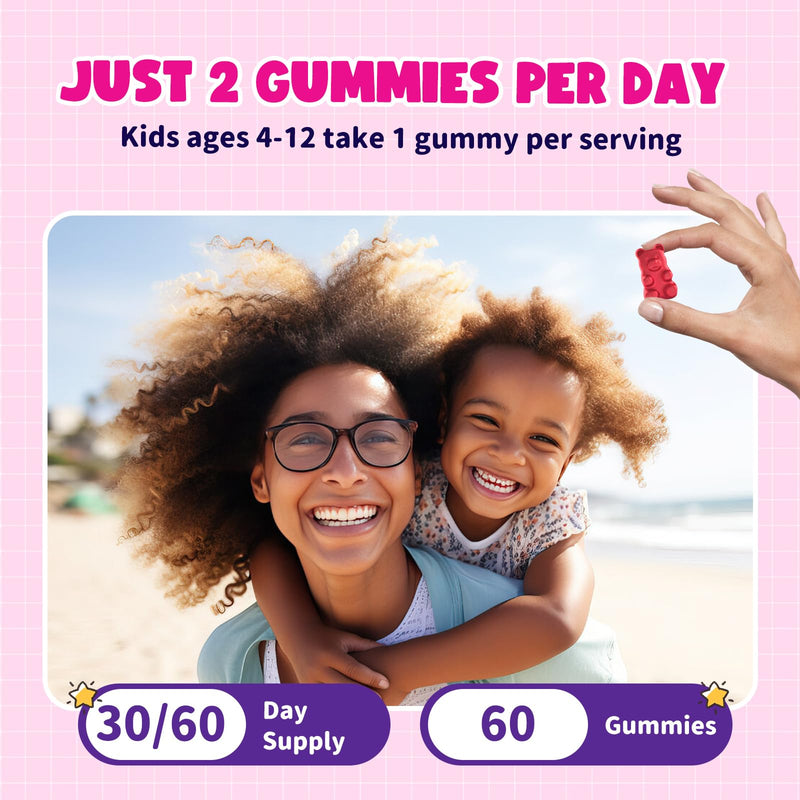 Magnesium Gummies for Kids - Magnesium Glycinate Gummies with Vitamin D3, B6, Potassium & Ashwagandha, Magnesium for Kids & Adults Relaxation, Sleep, Brain & Bone Health - Strawberry 60ct (2 Pack) 60 Count (Pack of 2)