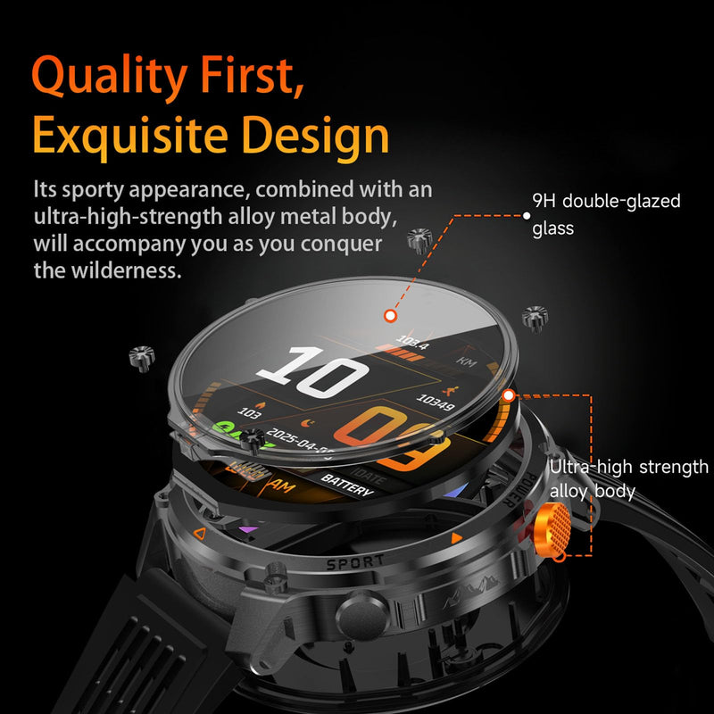 MIlitary Smart Watch for men with Compass, Flashlight, 100 Days Battery, IP68 Waterproof, Answer/Make Calls, 1.7" HD Fitness Tracker Watch with Heart Rate Monitor, for Android & iPhone (2 Straps) - BeesActive Australia