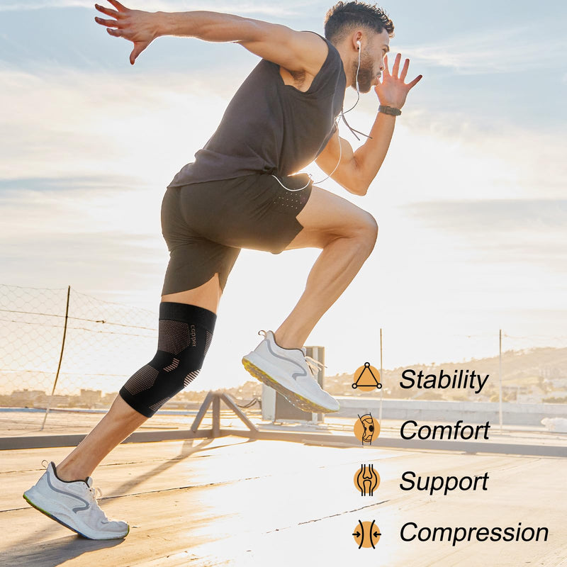 NEENCA Copper Knee Brace for Women and Men, Knee Compression Sleeve for Knee Pain, Arthritis, ACL, Meniscus Tear, Joint Pain Relief, Knee Support for Running, Working Out, Fitness, Weightlifting -Pair Large High Copper-Pair