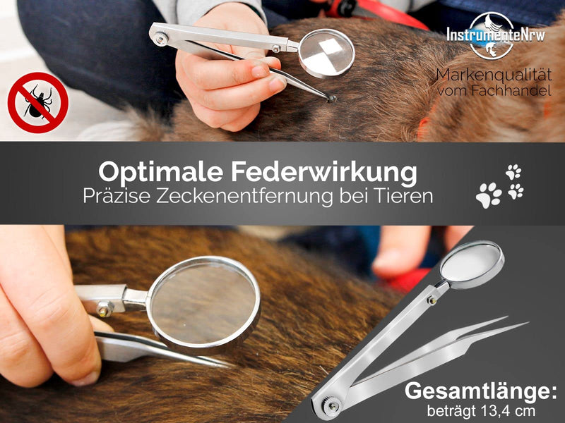 InstrumentsNrw tip tick tweezers with magnifying glass combination tick tweezers - rustproof - - BeesActive Australia