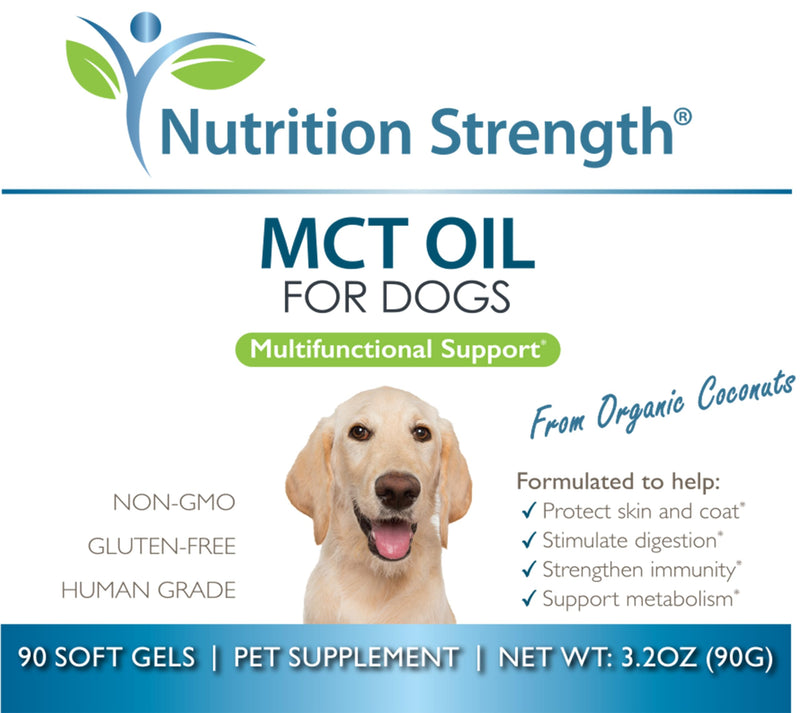 MCT Oil for Dogs from Organic Coconuts, Medium Chain Triglycerides with Caprylic Acid & Capric Acid to Protect Skin and Coat, Boost Immunity, Support Metabolism, 90 Soft Gels MCT Oil - PawsPlanet Australia