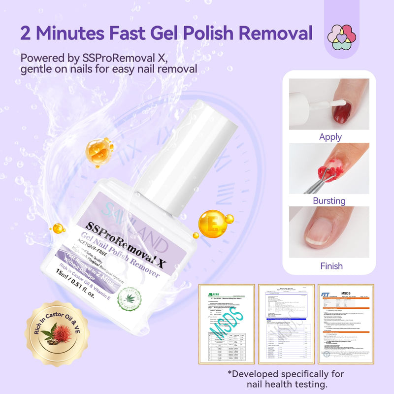 SAVILAND Gel Polish Remover Kit: Nail Strengthener and Liquid Latex For Nails, 15 ML Nail Polish Remover with Nail Tools Nail Polish Strengthener and Growth for Thin Nails Manicure Nail Care Kit - BeesActive Australia