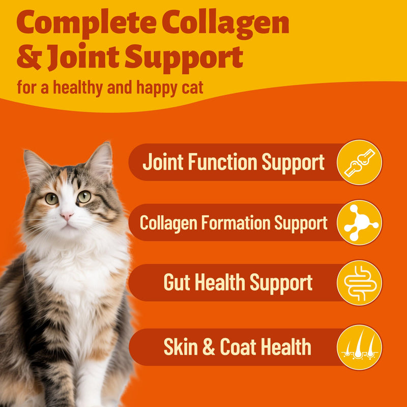 220g Collagen Bites for Cats - Cat Collagen Supplements with Glucosamine, Taurine & Omega 3 - Joint Health,Skin Coat & Immune support - Pet vitamins and supplements