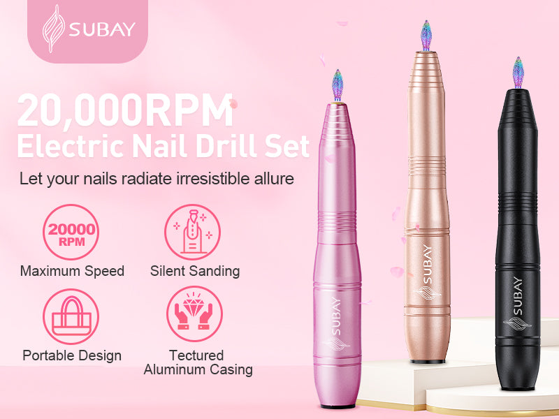 Electric Nail Drill 20000RPM Portable Nail File Nail for Acrylic Gel Nail Light Pink