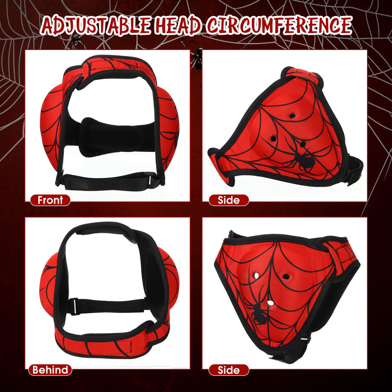 2 Pcs Spider Wrestling Headgear for Kids Youth Black Red Adjustable Soft Grappling Headgear Wrestling Ear Guard Protective Gear for Sparring Brazilian Jiu Jitsu Training Sparring Mma Combat