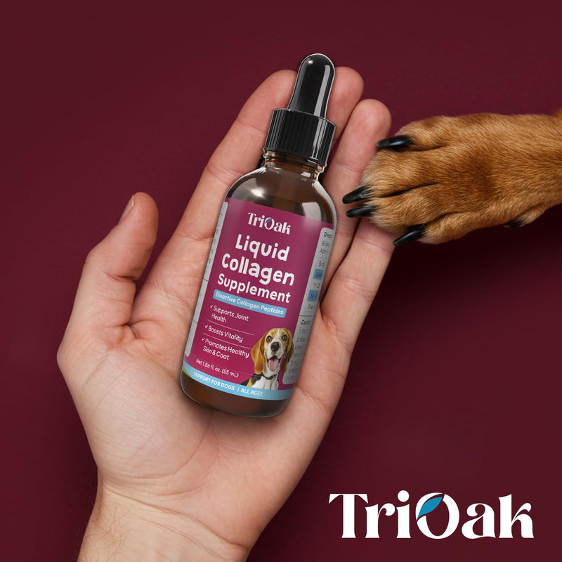 Liquid Collagen Supplement Drops for Dogs: Hip & Joint Support, Skin & Coat Health in One Daily Supplement with Bioactive Collagen Peptides - Pure Formula Support for All Dog Sizes & Ages