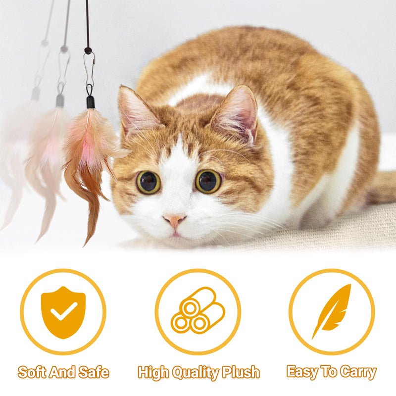 Cat Toys Replacement Cat Toy Wand Refills, 12 Pcs Cat Feathers Refill, Cat Toy Mouse Cat Wand Refill Attachments for Indoor Cats - BeesActive Australia