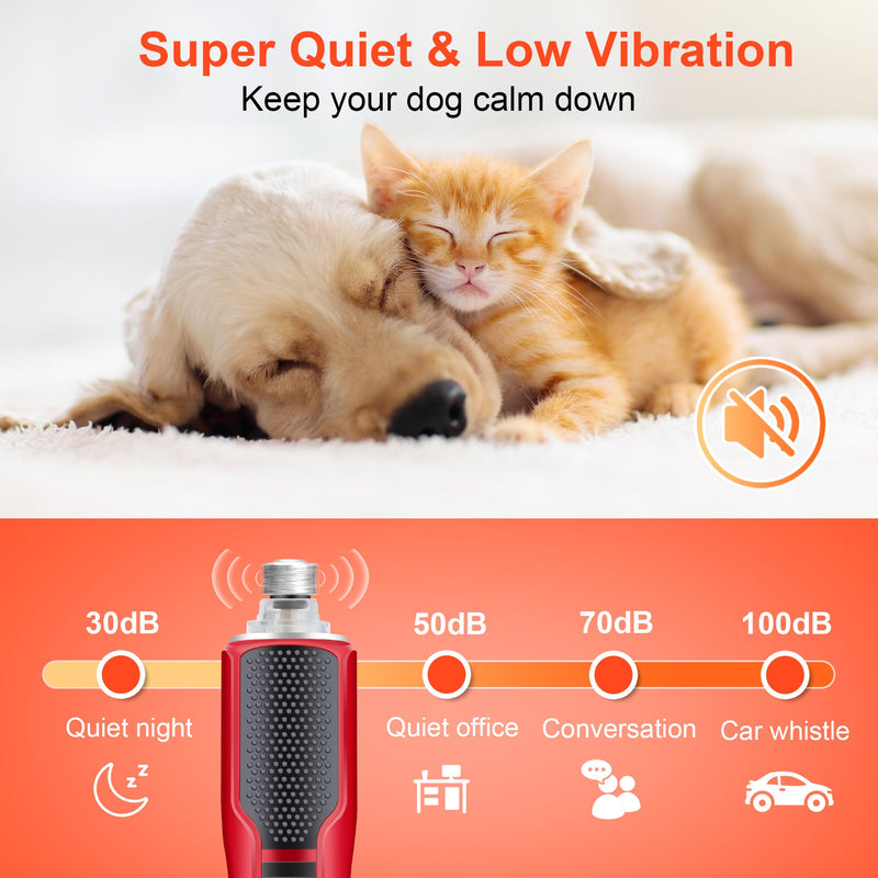 Dog Nail Grinder, 7-Speed with 360°LED Lights,Type-C Rechargeable Super Quiet and Low Vibration Electric, Dog Nail Trimmers for Large Medium Small Pets Cats Paws Grooming (Red) Red - BeesActive Australia