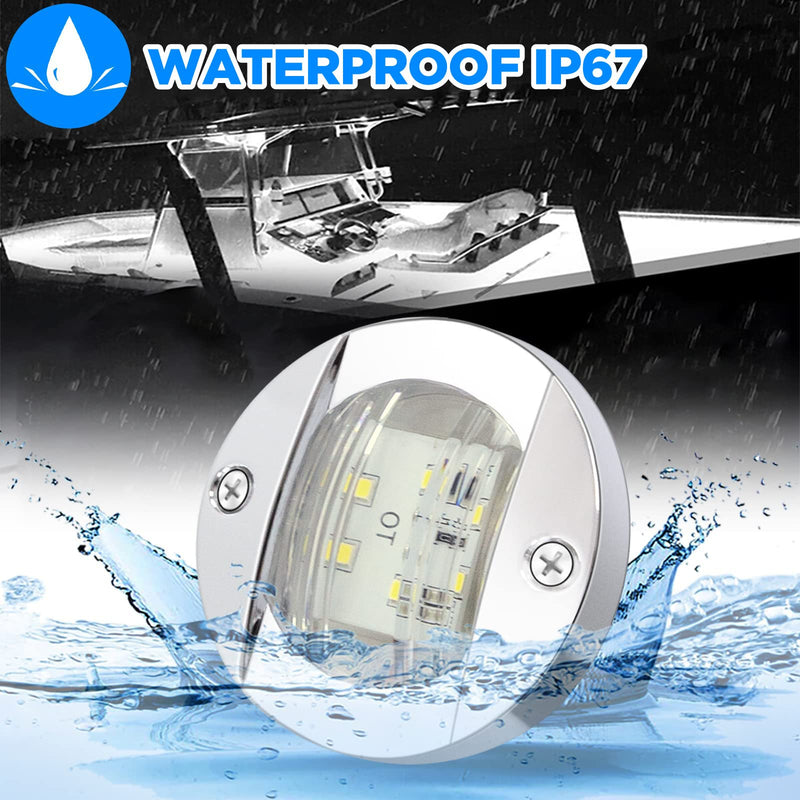 ALFU 10Pcs White DC 12V 3 Inch Round Marine Boat Interior Lights Transom Mount Led Stern Anchor Lights LED Night Fishing Lights IP67 Waterproof Deck LED Courtesy Light 10Pcs(White) - BeesActive Australia