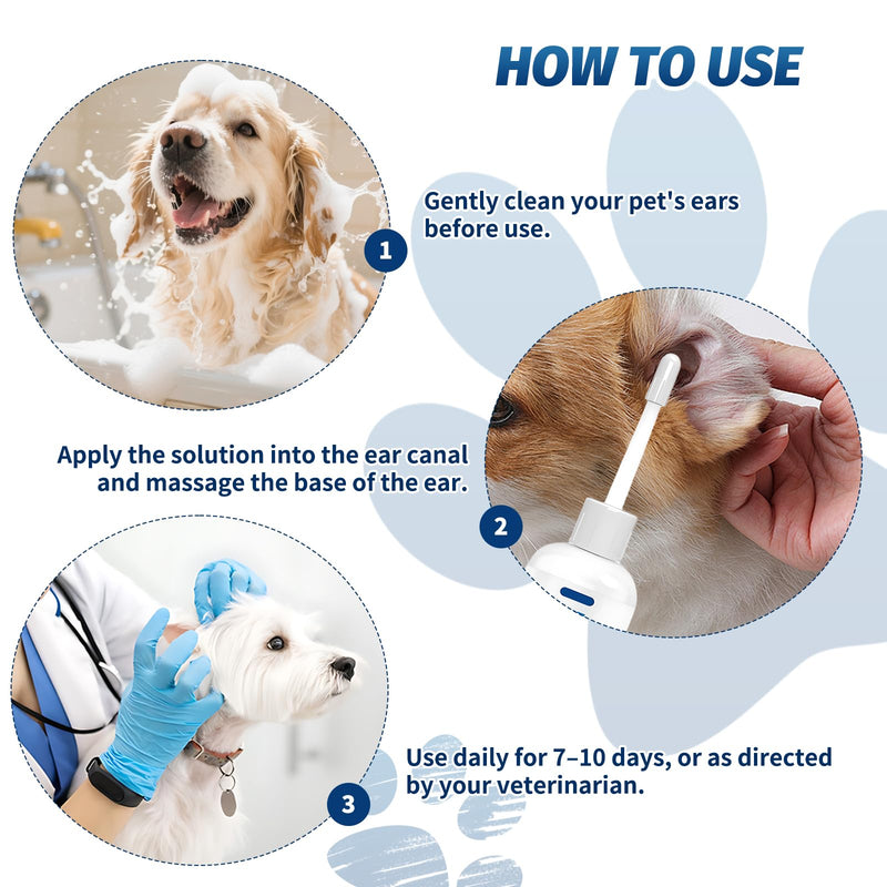 LINXINS 2 Pcs Ear Drops for Dog & Cat, Gentle Dog Ear Drops, Pet Ears Cleaner Solution for Debris Waxy Buildup Odor Removal 60ml