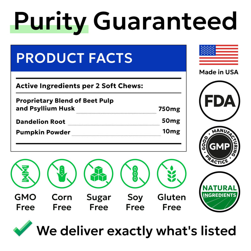 BARK&Spark Gland Guard - Anal Gland Support - Scoot Treatment - Prebiotics & Digestive Enzymes Supplement for Dogs Digestion & Gut Health. Proprietary Blend: Beet, Psyllium, Dandelion & Pumpkin 120Ct Bacon - PawsPlanet Australia