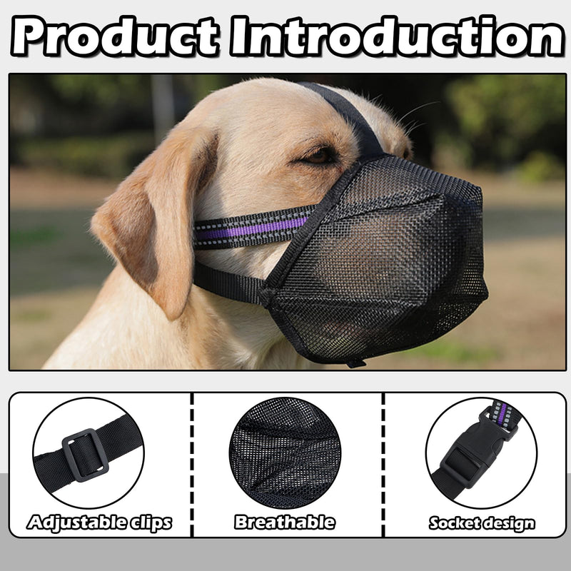 Dog Muzzle, Dog Muzzle, Mesh Soft Muzzle for Large Dogs with Reflective Adjustable Strap, Muzzle Medium Dogs, Breathable Dog Muzzle, Prevent Eating, Biting, XL - BeesActive Australia