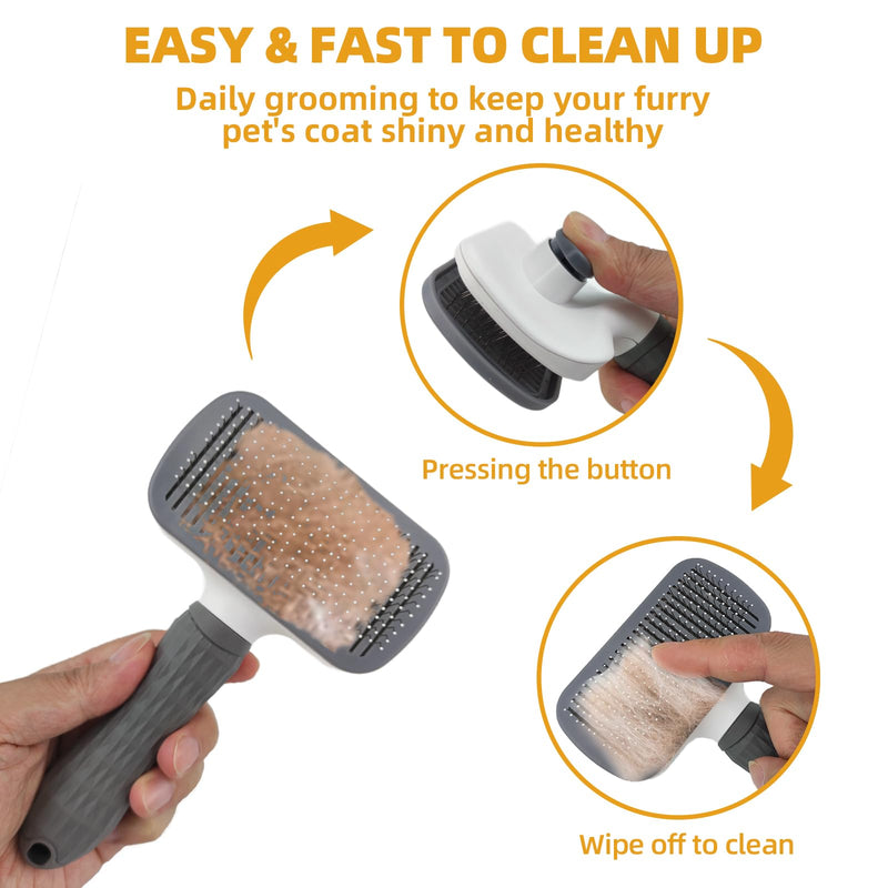 Dog Brush for Shedding,9 PCS in One Pet Slicker Hair Brush Kit with Pet Nail Clipper and File - Dog Cat Grooming Deshedding Undercoat Rake Brush Comb for All Small Large Dogs Cats Grey 9-Grey - BeesActive Australia