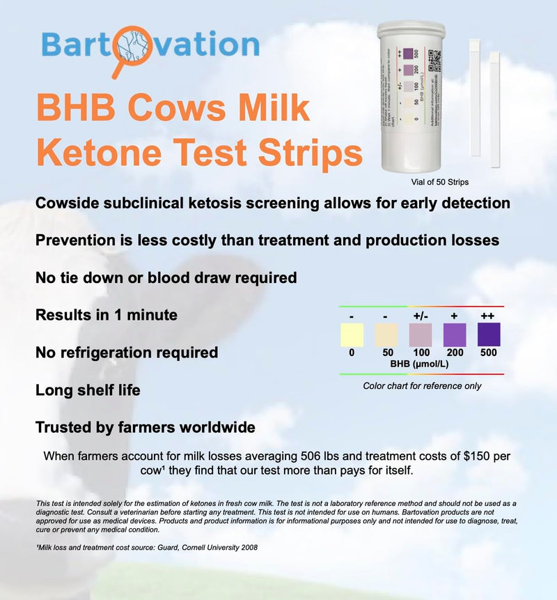 Milk Ketone Test Strips for BHB in Cow Milk [Vial of 50 Strips] - BeesActive Australia