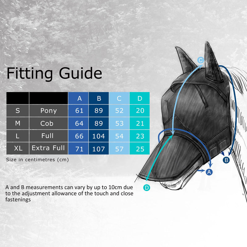 Harrison Howard CareMaster Pro Luminous Horse Fly Mask Large Eye Space Long Nose with Ears UV Protection for Horse Aquamarine M Thoroughbred (M) - BeesActive Australia