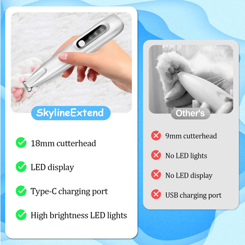 Dog Paw Trimmer with LED Light, Cat and Pet Paw Hair Trimmer for Grooming, Fur & Paw Shavers, Waterproof Trimmers for Face Ear Rump and Eyes, Clippers for Small or Large Dogs & Cats - BeesActive Australia