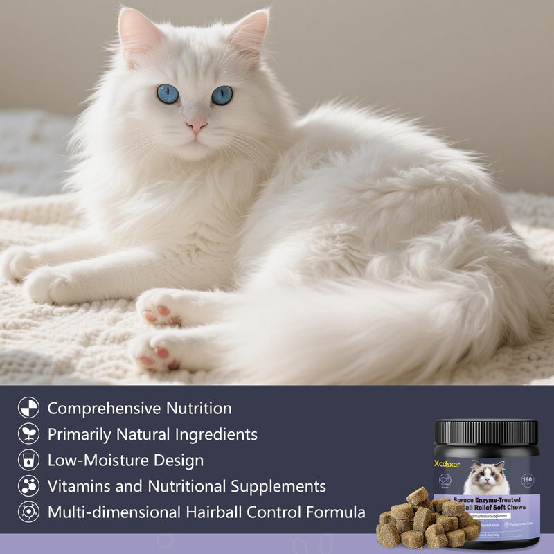 Hairball Control Soft Chews for Cats, Chicken Flavor - Reduces Hairballs & Shedding, Supports Skin & Coat Health, with Apple Pomace & Psyllium Husk, for All Ages 1