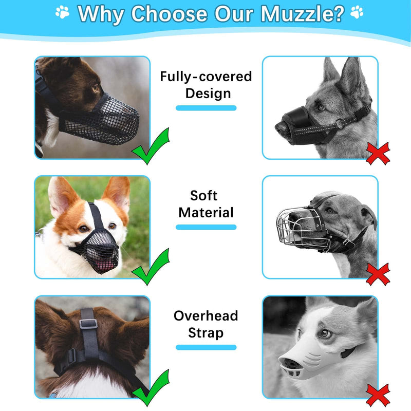 Muzzle for dogs, FWLWTWSS dog muzzle with rounded mesh and adjustable loop, dog muzzle for small, medium and large dogs prevents biting, chewing and barking (S) S - BeesActive Australia