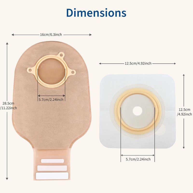 30 PCS Ostomy Supplies Colostomy Bags 2 Piece Ostomy Bag Two Piece Ostomy Drain Pouches for Ileostomy & Stoma Care, Trim-to-Fit 15-60 mm (20 x Bags+10 x Skin Barriers) 20 Bags+10 Flat Barriers