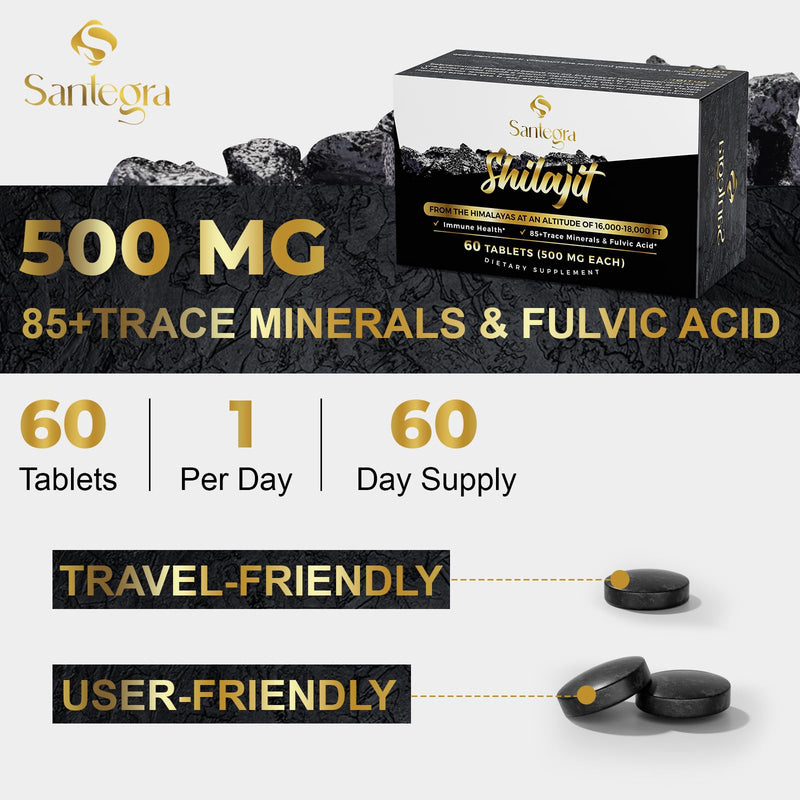 30,000 MG Shilajit Tablets, 100% Shilajit Pure Tablets 60 Counts - Shilajit Himalayan Organic Rich in Fulvic Acid & 85+ Trace Minerals, Shilajit Resin Supplement for Energy & Immune System 60 Count (Pack of 1) 60.0 - BeesActive Australia