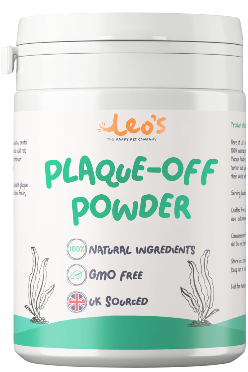 Leo's Plaque Off Powder For Dogs & Cats | 200g | Pet Teeth Cleaning | Cat & Dog Breath Freshener Food Topper | 100% Natural | No Dog Toothbrush or Dog Toothpaste | Plaque Remover For Dogs & Cats 1 Pack