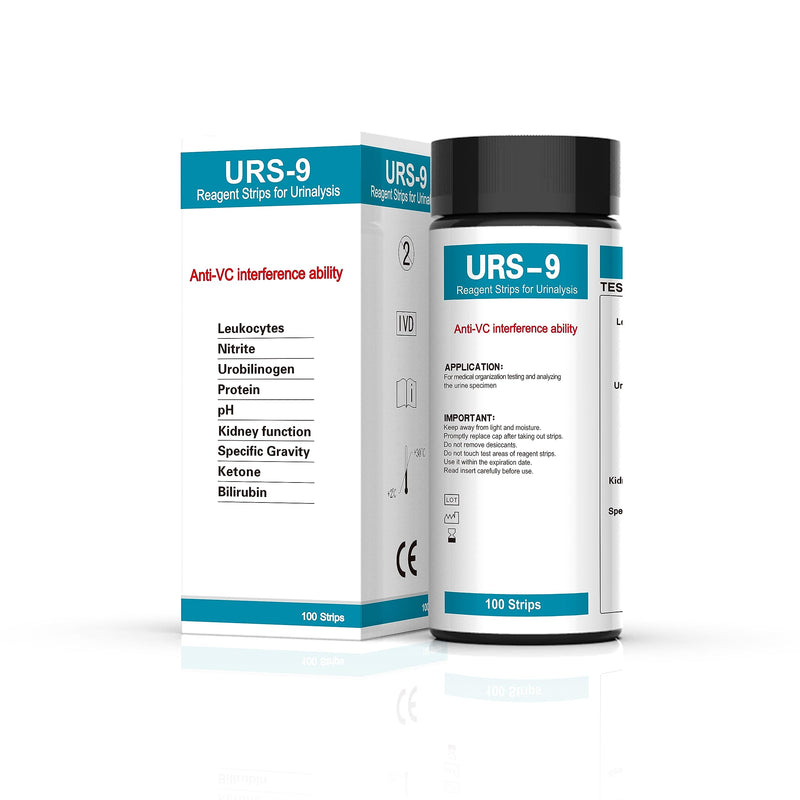 URS 9-in-1 Urine Test Strips 9 Parameters Testing UTI, Protein/Leukocytes/Nitrite/pH, 100 CT - BeesActive Australia